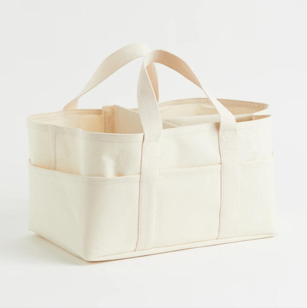 H&M Natural White Cotton Canvas Diaper Caddy Changing Bag